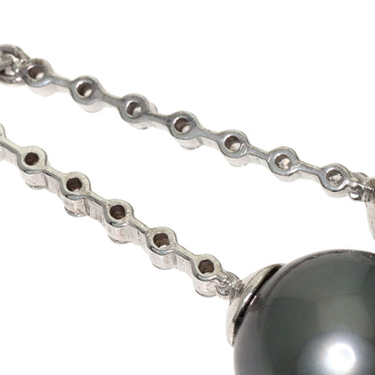 Black Pearl Diamond earring K14 White Gold 3.8g　Ladies