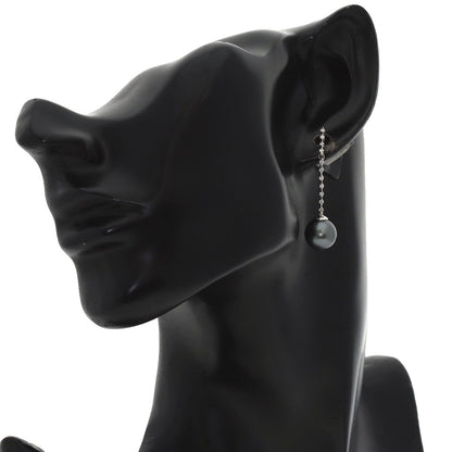 Black Pearl Diamond earring K14 White Gold 3.8g　Ladies