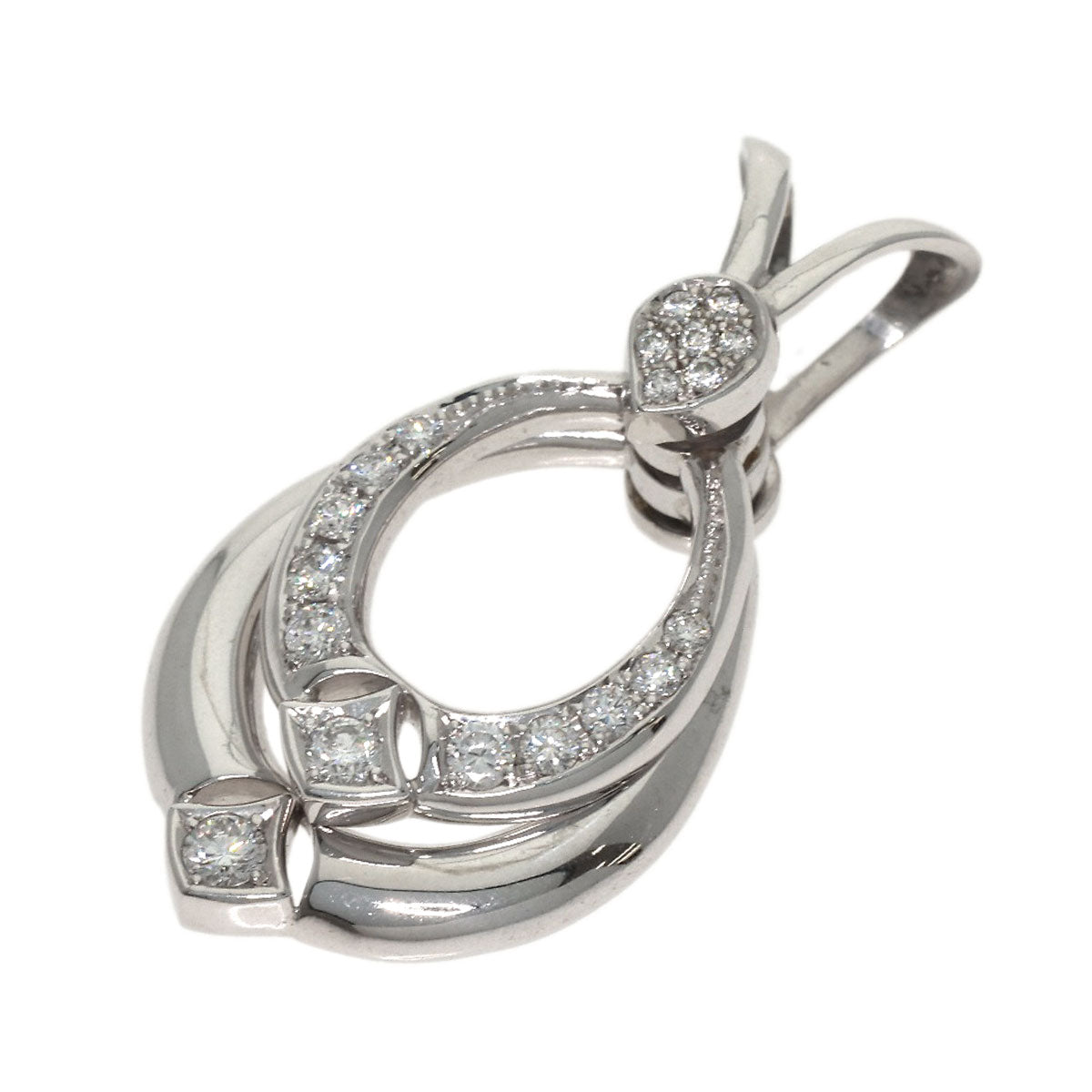 WALTHAM swing diamond Pendant top K18 White Gold Ladies [Used]