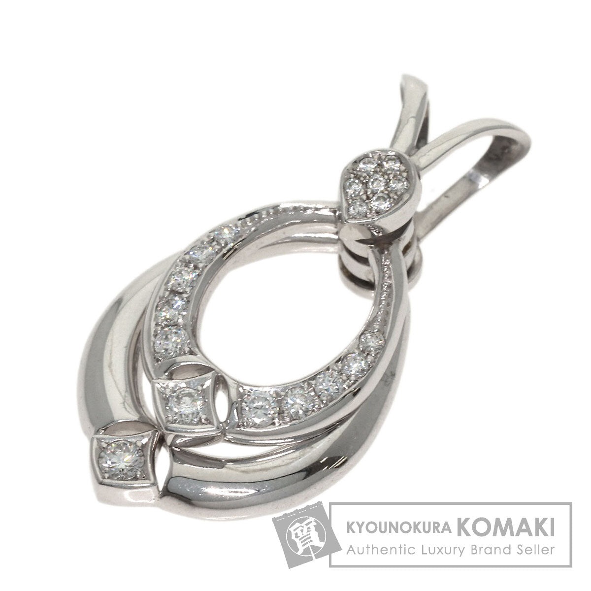 WALTHAM swing diamond Pendant top K18 White Gold Ladies [Used]