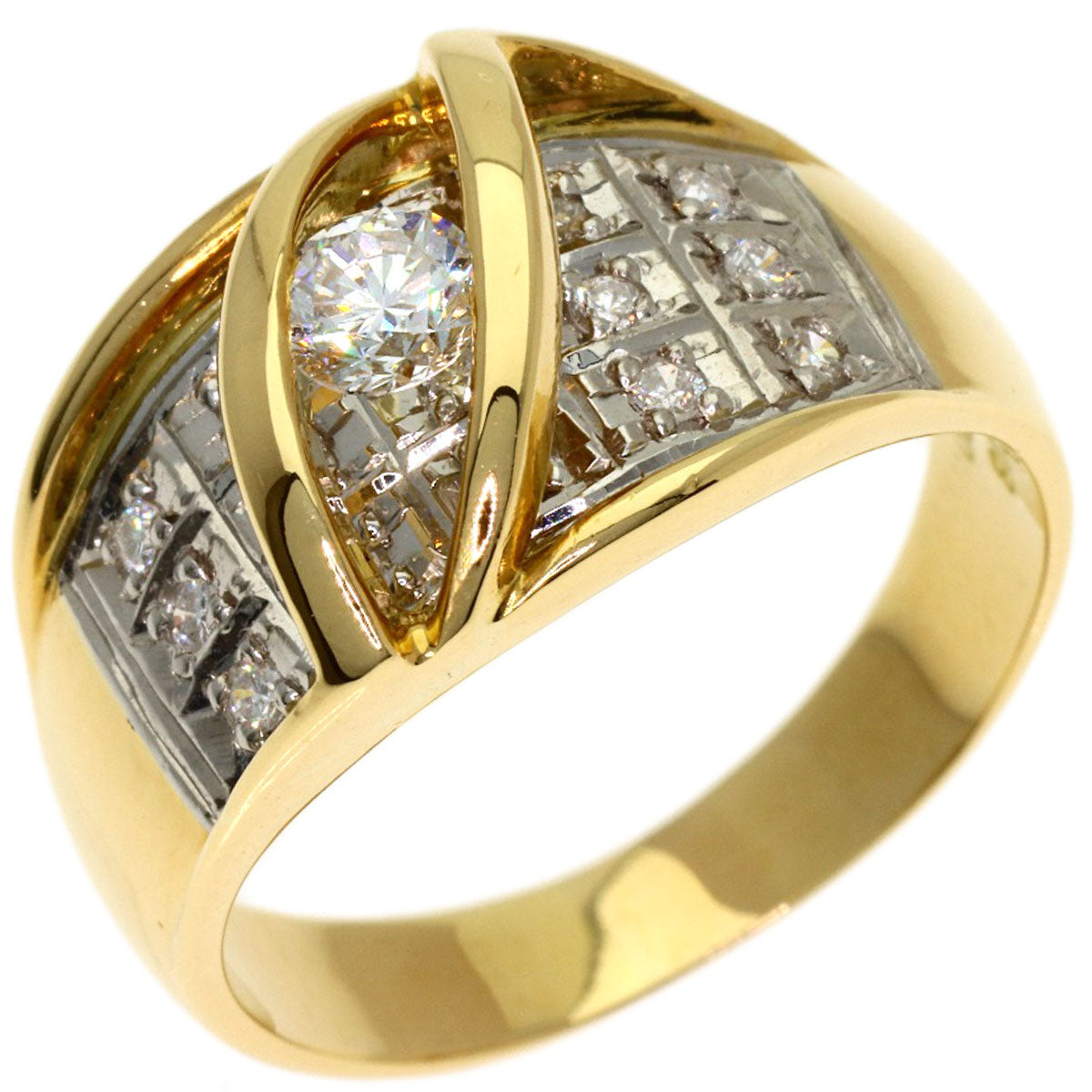 0.25ct Diamond Ring K18 Yellow Gold PT900 6.9g　Ladies