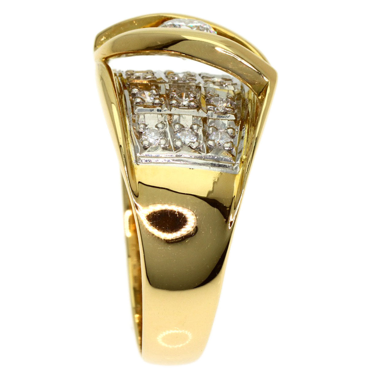 0.25ct Diamond Ring K18 Yellow Gold PT900 6.9g　Ladies