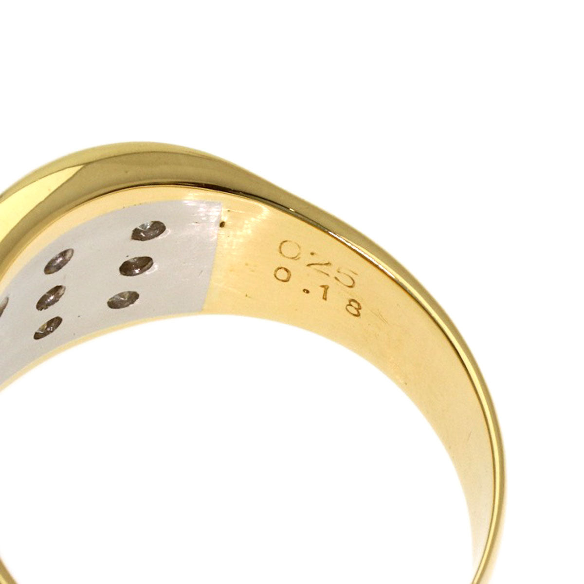 0.25ct Diamond Ring K18 Yellow Gold PT900 6.9g　Ladies