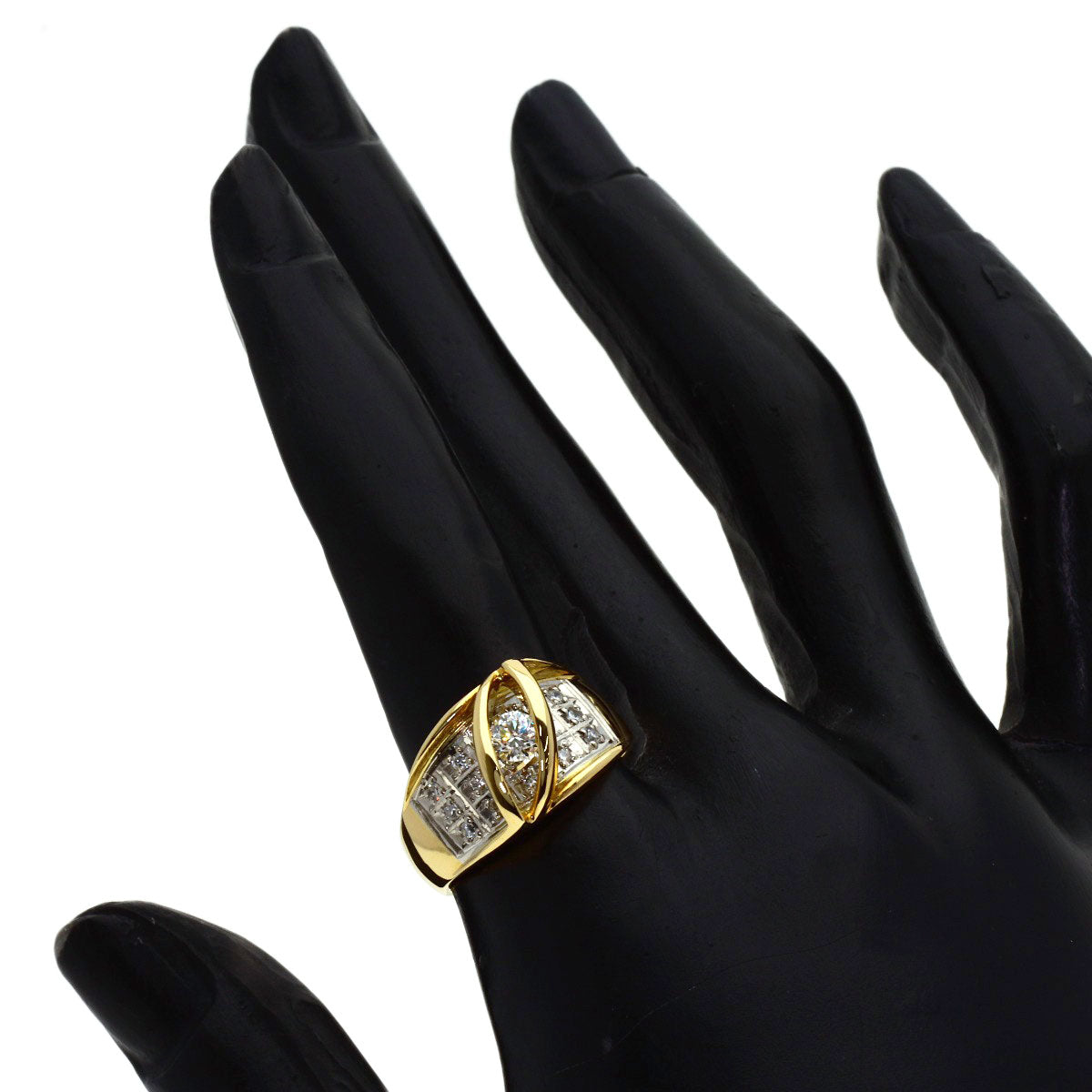 0.25ct Diamond Ring K18 Yellow Gold PT900 6.9g　Ladies
