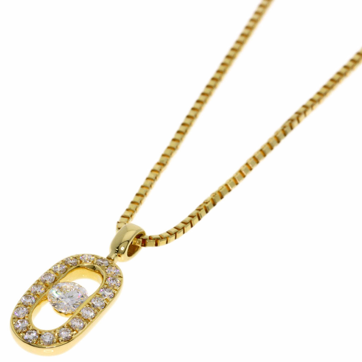 star sand Diamond Necklace K18 Yellow Gold Ladies [Used]