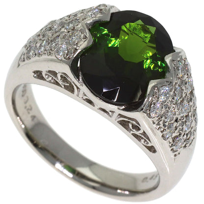 3.24ct Shunichi Tamura Green Tourmaline Diamond Ring Platinum PT900 10.7g　Ladies