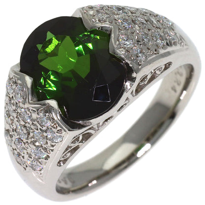 3.24ct Shunichi Tamura Green Tourmaline Diamond Ring Platinum PT900 10.7g　Ladies