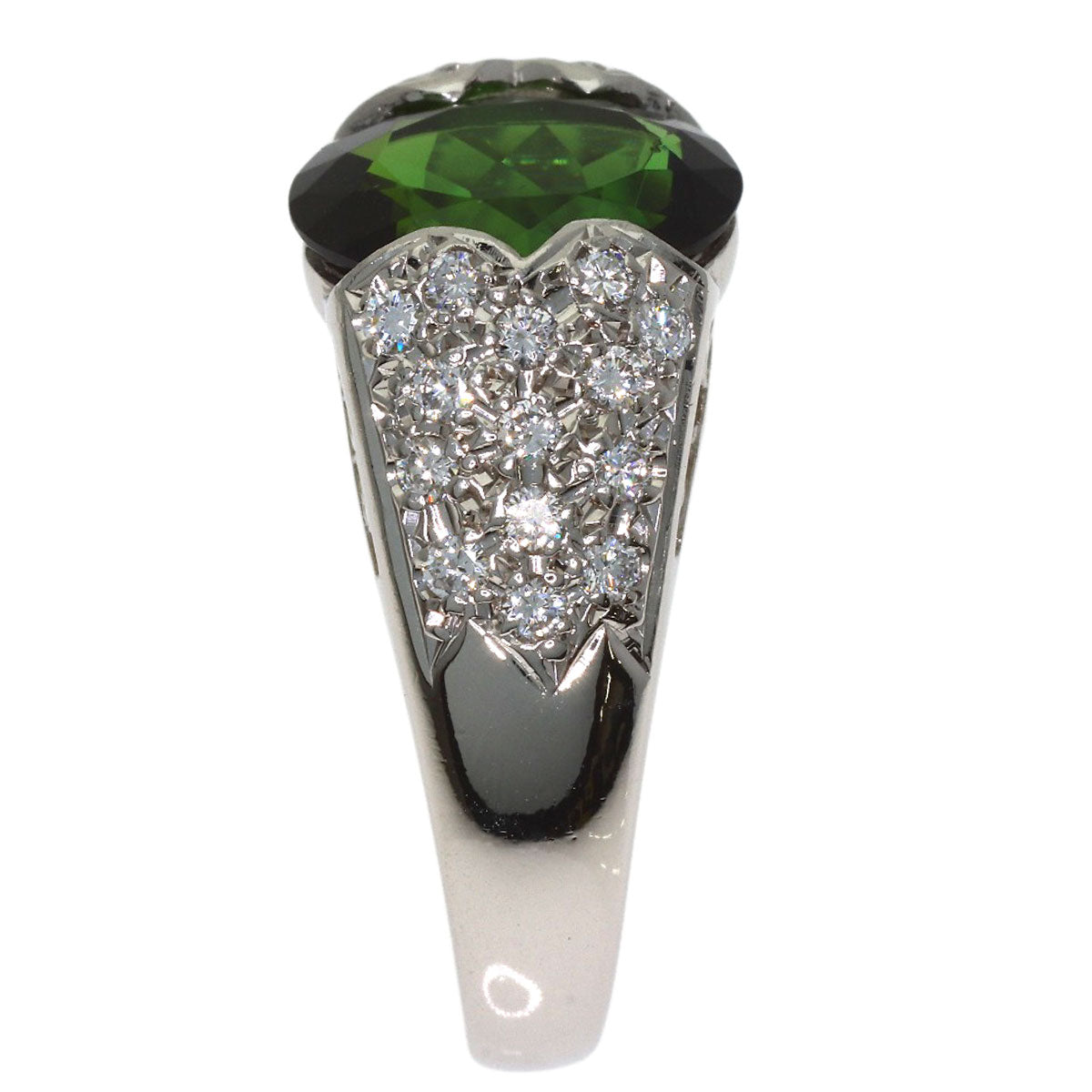 3.24ct Shunichi Tamura Green Tourmaline Diamond Ring Platinum PT900 10.7g　Ladies