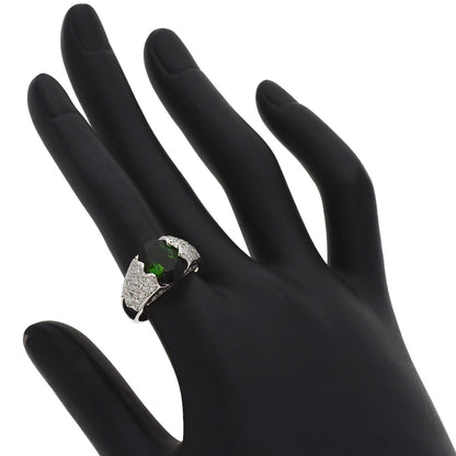 3.24ct Shunichi Tamura Green Tourmaline Diamond Ring Platinum PT900 10.7g　Ladies