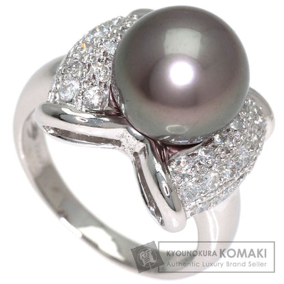 Black Pearl Pearl Diamond Ring Platinum PT900 9.8g　Ladies