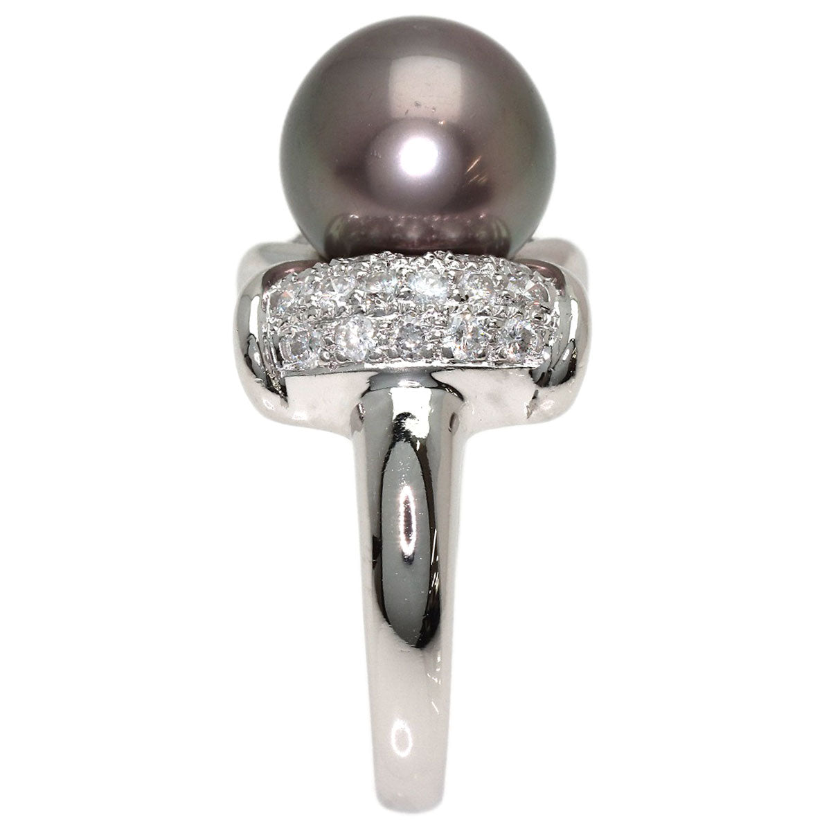 Black Pearl Pearl Diamond Ring Platinum PT900 9.8g　Ladies