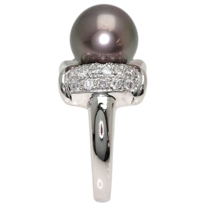 Black Pearl Pearl Diamond Ring Platinum PT900 9.8g　Ladies