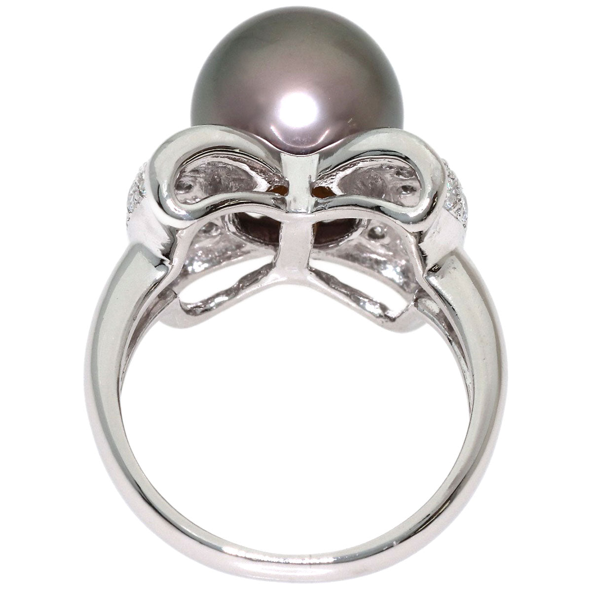 Black Pearl Pearl Diamond Ring Platinum PT900 9.8g　Ladies