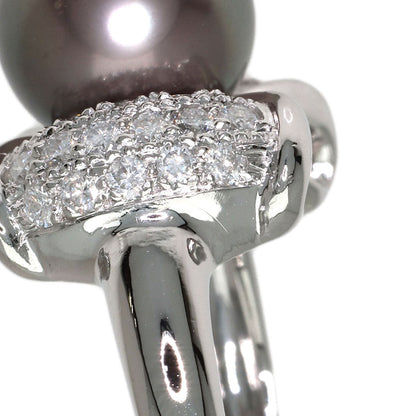 Black Pearl Pearl Diamond Ring Platinum PT900 9.8g　Ladies