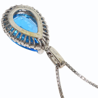 6.96ct Blue Topaz Diamond Necklace K14 White Gold 7.2g　Ladies