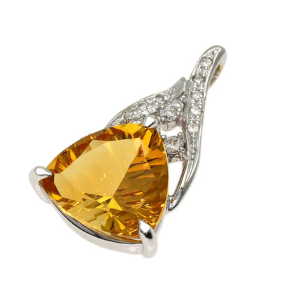 4.67ct Citrin Diamond Pendant top K18 White Gold 3.7g　Ladies