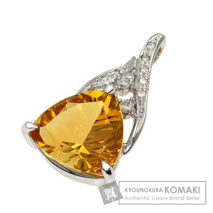 4.67ct Citrin Diamond Pendant top K18 White Gold 3.7g　Ladies
