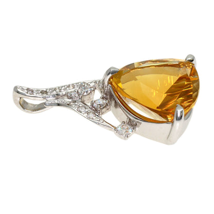 4.67ct Citrin Diamond Pendant top K18 White Gold 3.7g　Ladies