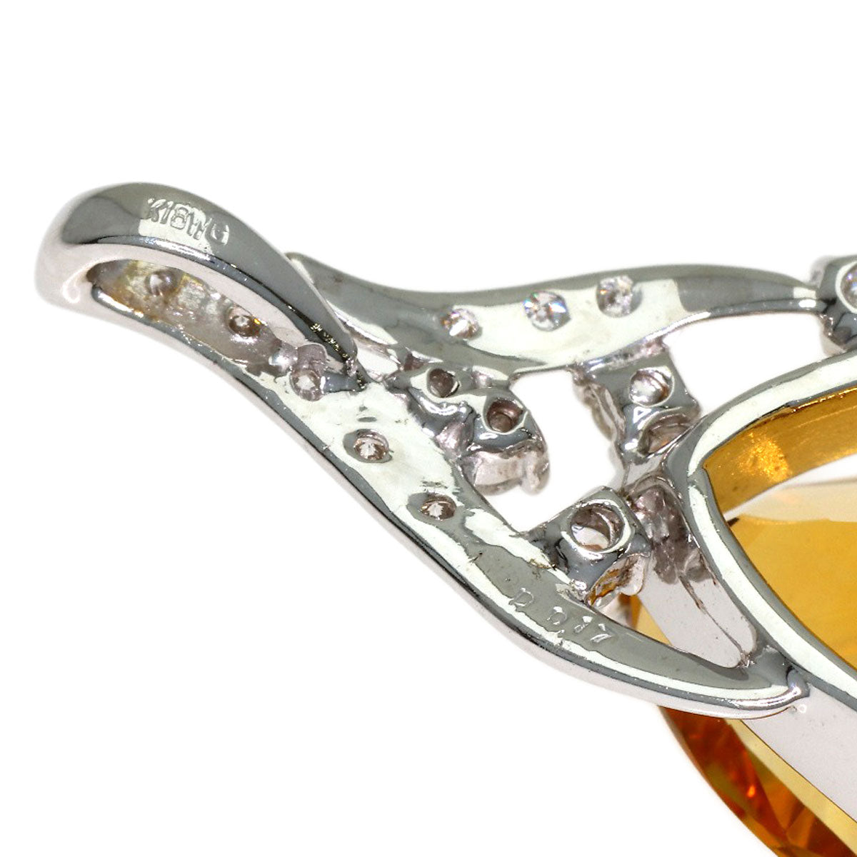 4.67ct Citrin Diamond Pendant top K18 White Gold 3.7g　Ladies