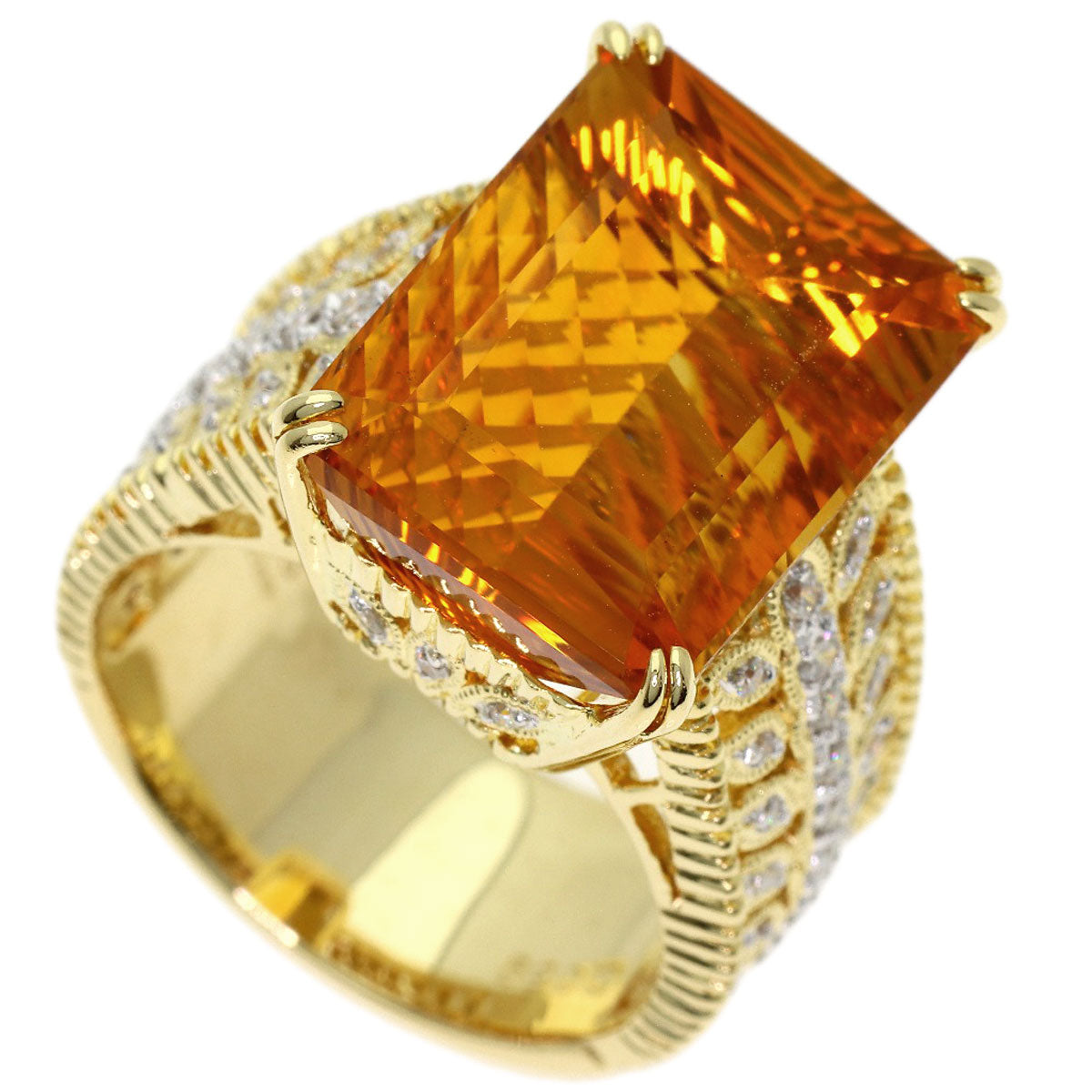 11.56ct Citrin Diamond Ring K18 Yellow Gold 13.7g　Ladies