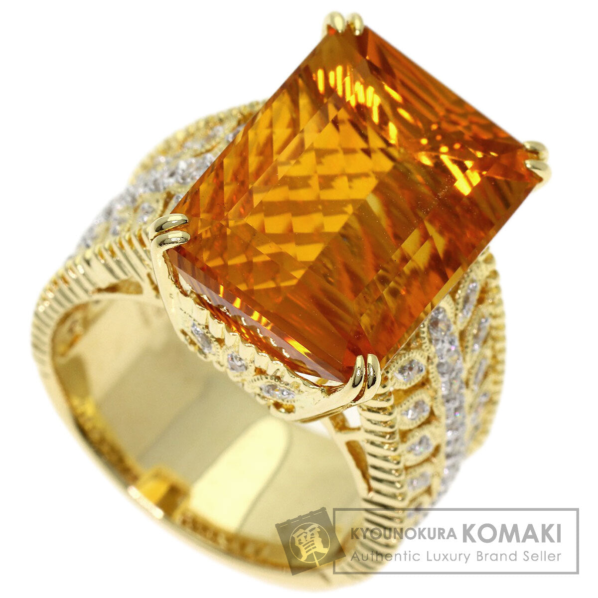 11.56ct Citrin Diamond Ring K18 Yellow Gold 13.7g　Ladies
