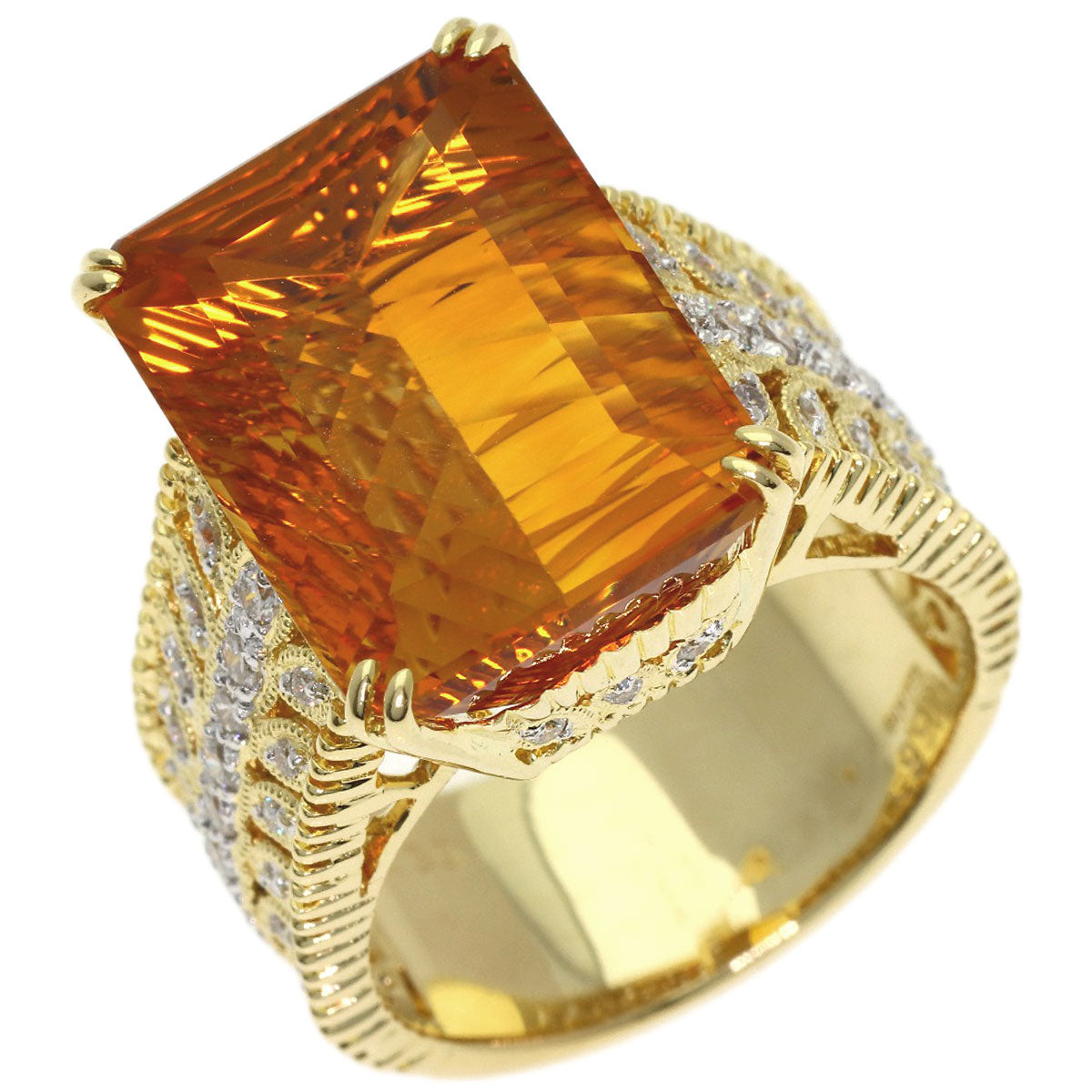 11.56ct Citrin Diamond Ring K18 Yellow Gold 13.7g　Ladies