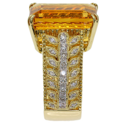 11.56ct Citrin Diamond Ring K18 Yellow Gold 13.7g　Ladies