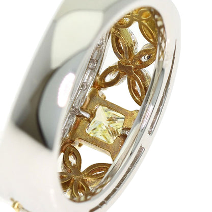 0.522ct Yellow Diamond Diamond Ring Platinum PT900 18K Yellow Gold 8.2g　Ladies