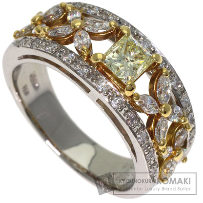 0.522ct Yellow Diamond Diamond Ring Platinum PT900 18K Yellow Gold 8.2g　Ladies