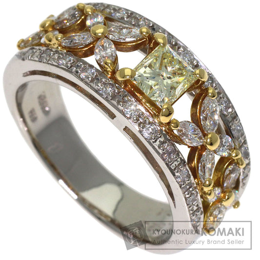 0.522ct Yellow Diamond Diamond Ring Platinum PT900 18K Yellow Gold 8.2g　Ladies
