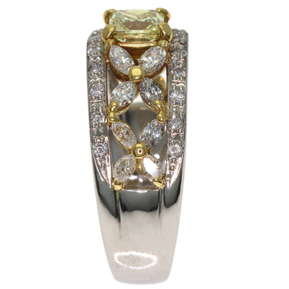 0.522ct Yellow Diamond Diamond Ring Platinum PT900 18K Yellow Gold 8.2g　Ladies