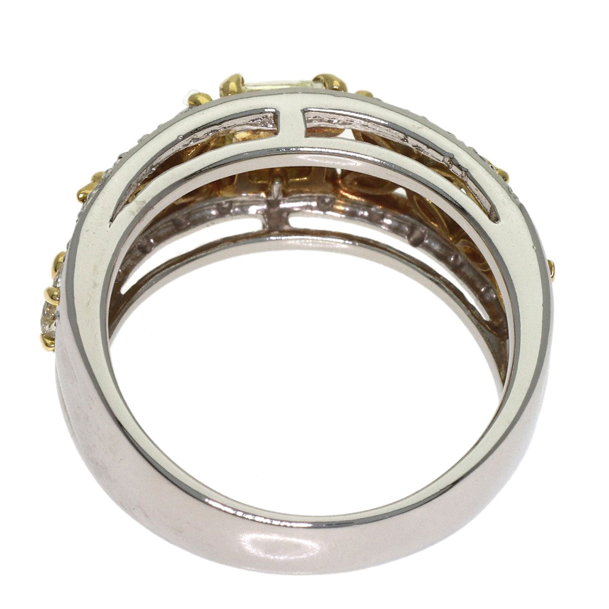 0.522ct Yellow Diamond Diamond Ring Platinum PT900 18K Yellow Gold 8.2g　Ladies