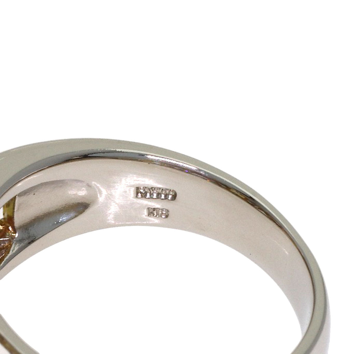 0.522ct Yellow Diamond Diamond Ring Platinum PT900 18K Yellow Gold 8.2g　Ladies