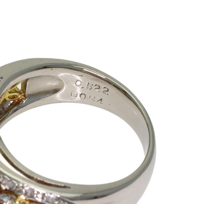 0.522ct Yellow Diamond Diamond Ring Platinum PT900 18K Yellow Gold 8.2g　Ladies