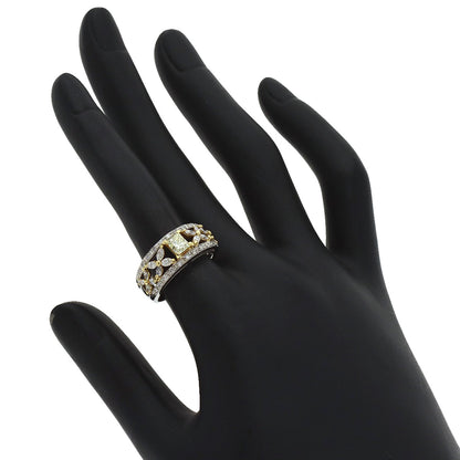 0.522ct Yellow Diamond Diamond Ring Platinum PT900 18K Yellow Gold 8.2g　Ladies