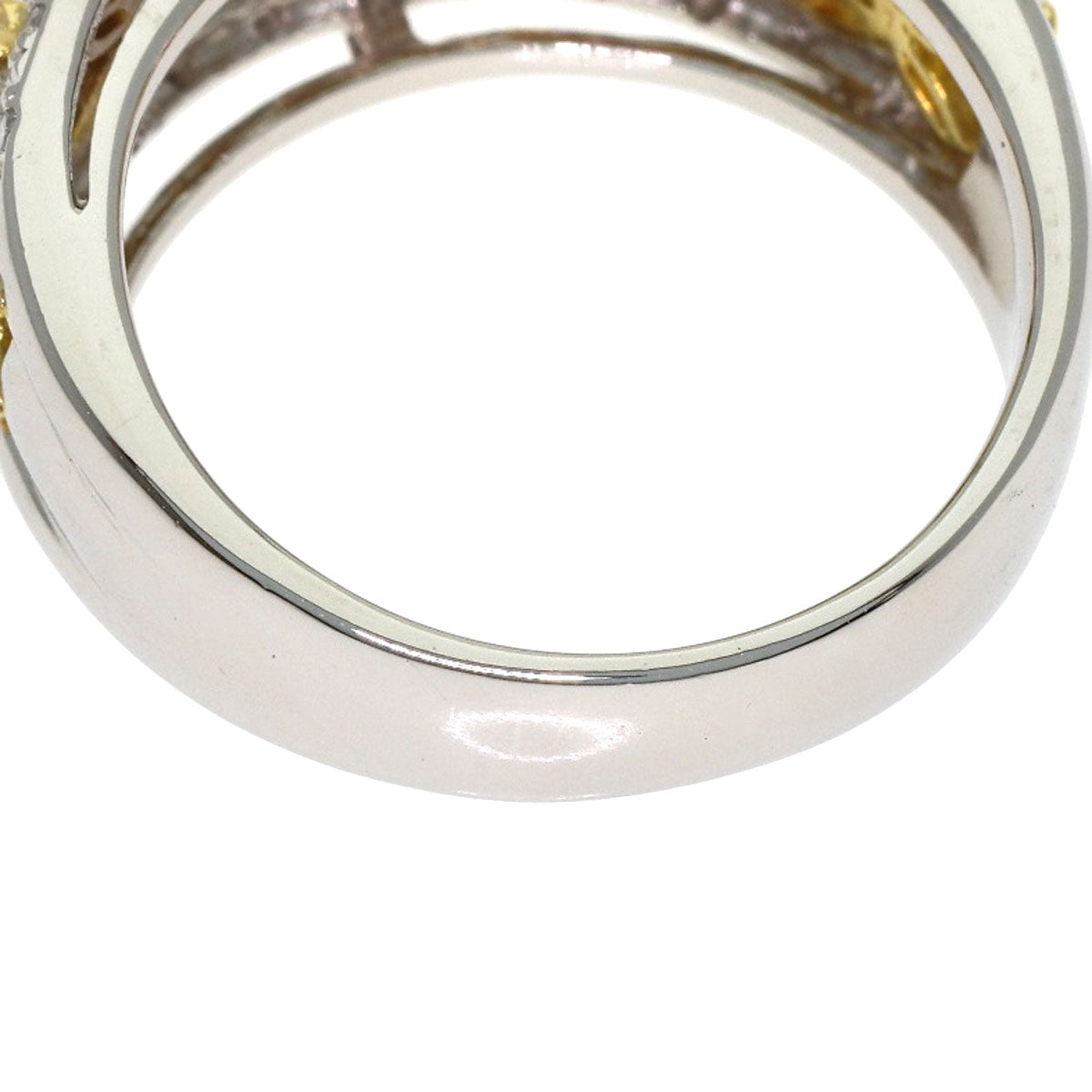 0.522ct Yellow Diamond Diamond Ring Platinum PT900 18K Yellow Gold 8.2g　Ladies