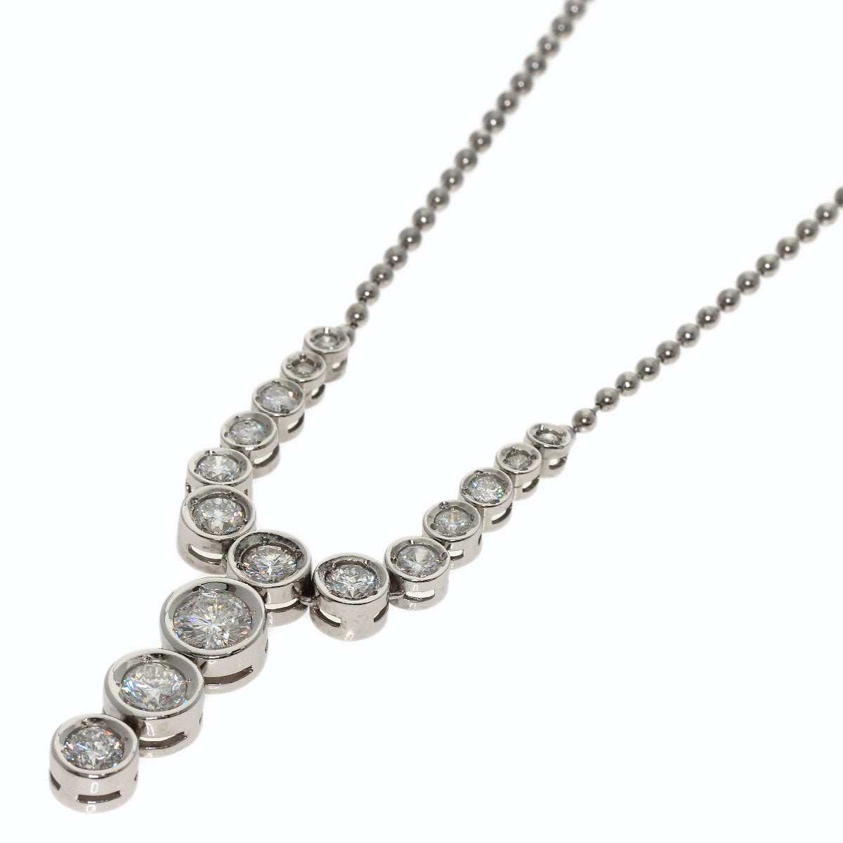 2ct Diamond Necklace Platinum PT900 PT850 13.84g　Ladies