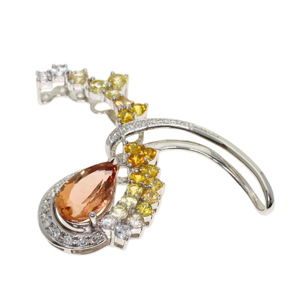3.29ct Imperial Topaz Sapphire Diamond Pendant top Platinum PT900 10.2g　Ladies