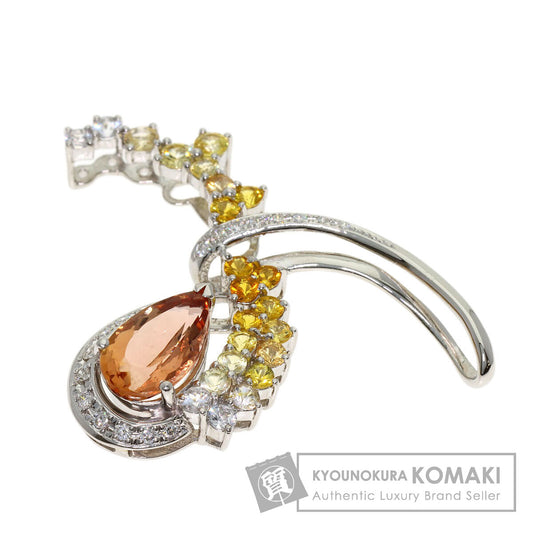 3.29ct Imperial Topaz Sapphire Diamond Pendant top Platinum PT900 10.2g　Ladies
