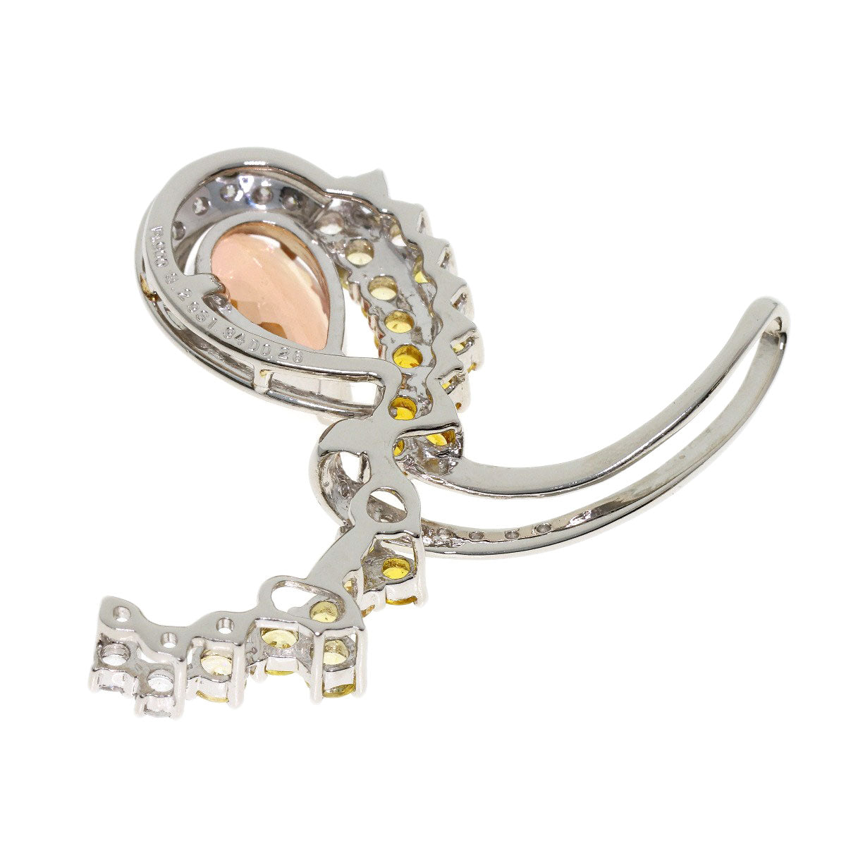 3.29ct Imperial Topaz Sapphire Diamond Pendant top Platinum PT900 10.2g　Ladies