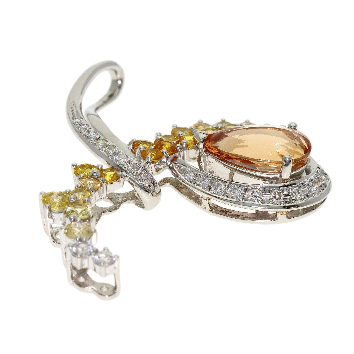3.29ct Imperial Topaz Sapphire Diamond Pendant top Platinum PT900 10.2g　Ladies