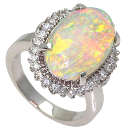 4.11ct Opal Diamond Ring Platinum PT900 12.2g　Ladies