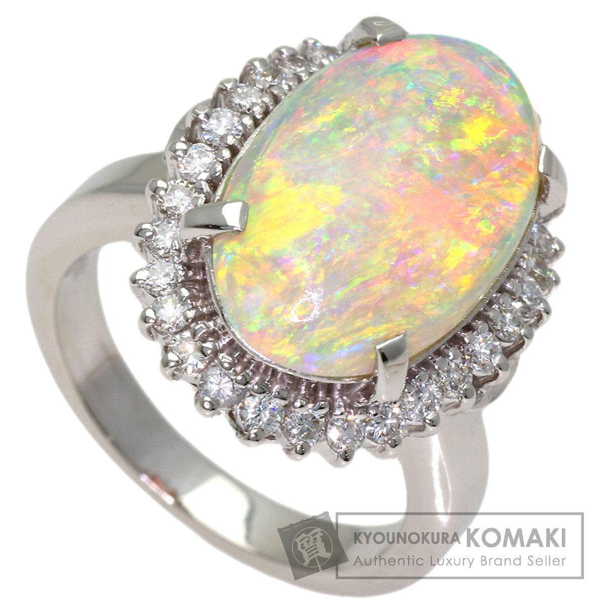 4.11ct Opal Diamond Ring Platinum PT900 12.2g　Ladies