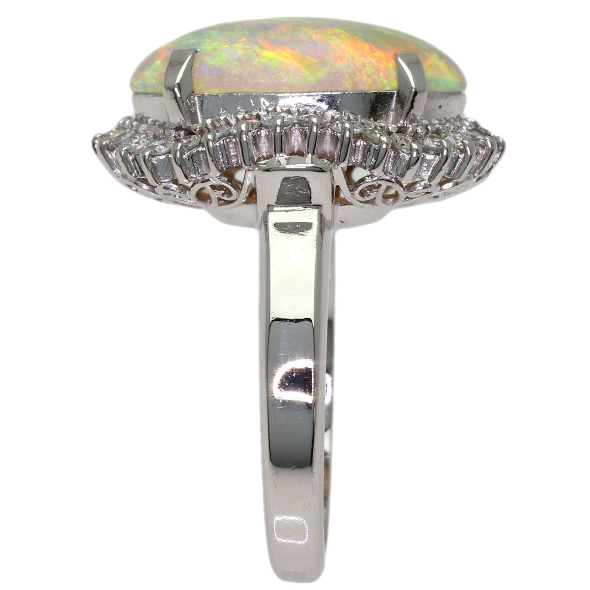 4.11ct Opal Diamond Ring Platinum PT900 12.2g　Ladies