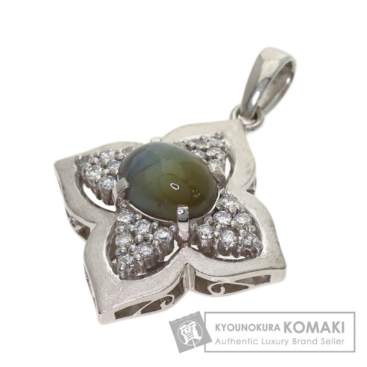 2.82ct Chrysoberyl Cat's Eue Diamond Pendant top Platinum PT900 6.9g　Ladies