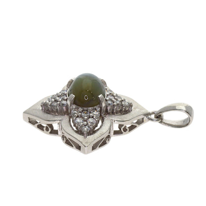 2.82ct Chrysoberyl Cat's Eue Diamond Pendant top Platinum PT900 6.9g　Ladies