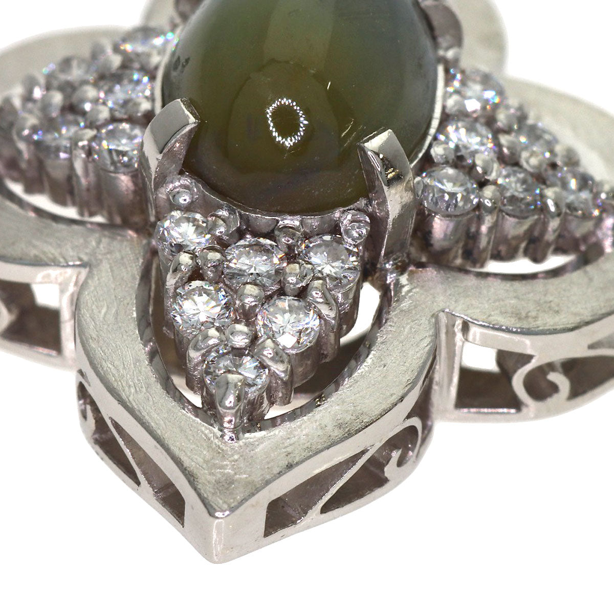 2.82ct Chrysoberyl Cat's Eue Diamond Pendant top Platinum PT900 6.9g　Ladies
