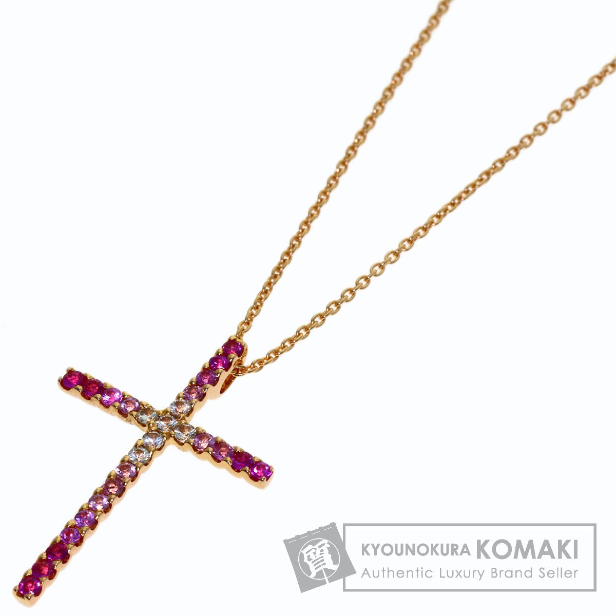 0.45ct sapphire Necklace K18 Pink Gold 2.7g　Ladies