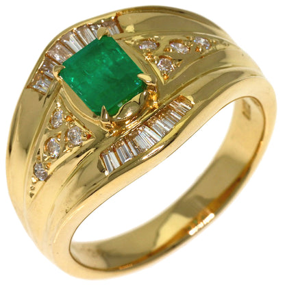 0.55ct Emerald Diamond Ring K18 Yellow Gold 6.7g　Ladies