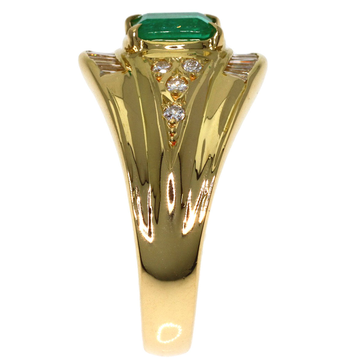 0.55ct Emerald Diamond Ring K18 Yellow Gold 6.7g　Ladies